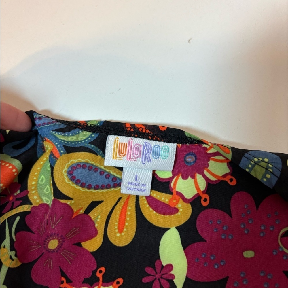 LuLaRoe Colorful Floral Long Vest Kimono - Picture 4 of 7